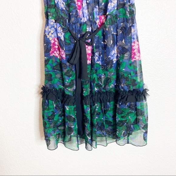 Anna Sui- Ruffled Floral Silk Dress- Size 2 - Picture 4 of 6